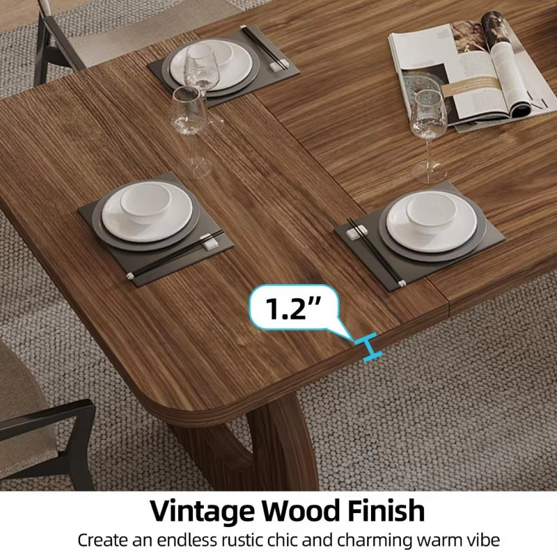 2024 New Farmhouse Dining Table for 4 To 6 People, Wood Rectangular Dining Room Table for Dinner Kitchen Living Room