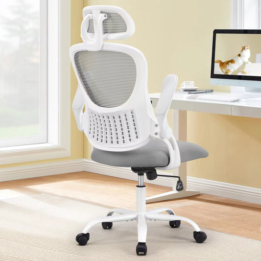 Mesh Ergonomic Office Computer Desk Chair Flip-up Arms Adjustable Headrests Comfortable Lumbar Support For Home Office