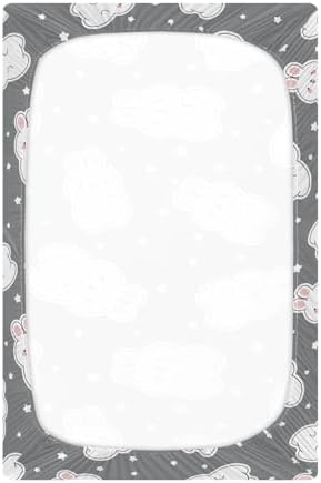 Cute Rabbit Stars Grey Crib Sheets for Baby Toddler