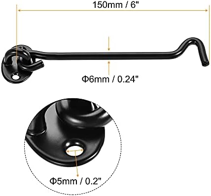 SHAUNI Hook and Eye Latch Gate Bolt Hook Lock 6 Black Button