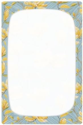 ALAZA Yellow Magnolia Crib Sheets with Blue Background