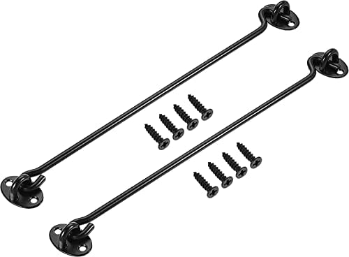 SHAUNI Hook and Eye Latch Gate Bolt 12 Black 2pcs with Screws