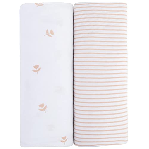 Elys Co Crib Sheets 2 Pack Pink Tulip Design