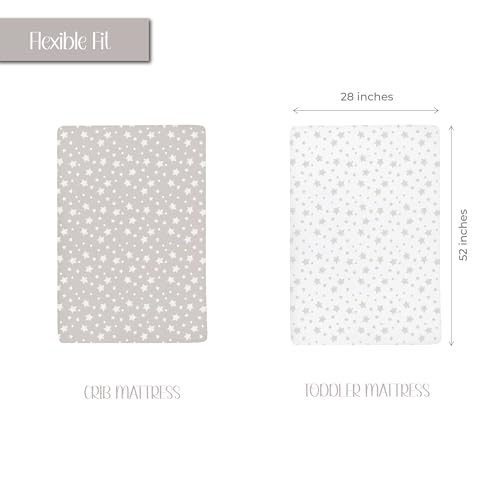 Elys Co Crib Sheets 2 Pack Tan Drawn Star 1