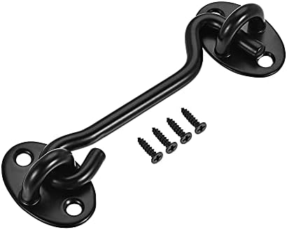 SHAUNI Hook and Eye Latch Gate Bolt Hook Lock Black Button 1