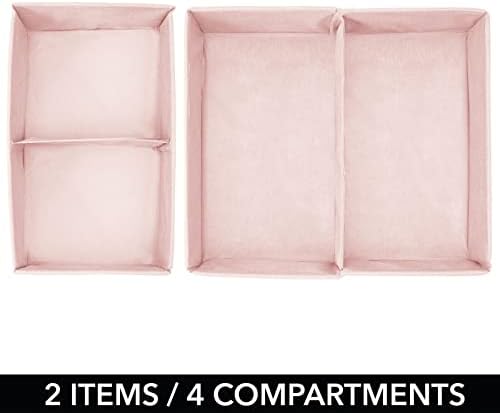 mDesign Fabric Drawer Organizer Bins Set of 2 PinkWhite Polka Dot