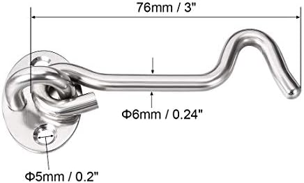 SHAUNI Hook and Eye Latch Gate Bolt Hook 3 Inch Door Swivel