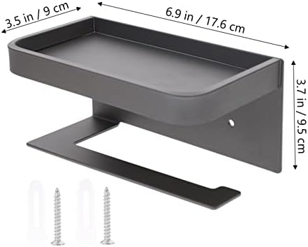 Wall-Mounted Toilet Paper Holder with Shelf - Grey 1
