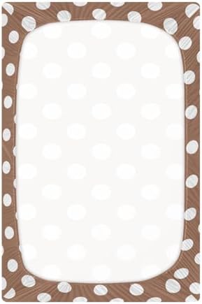 Joisal White Brown Retro Polka Dot Crib Sheets for Boys