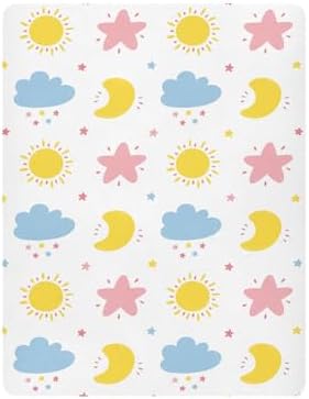 Cute Moon Cloud Star Sun Crib Sheet 52x28in