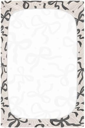 KICPOAY Coquette Black Bows Crib Sheets Playard Sheets for Baby Toddler