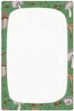 KICPOAY Forest Mushroom Crib Sheets Stretchy Playard Sheets for Baby