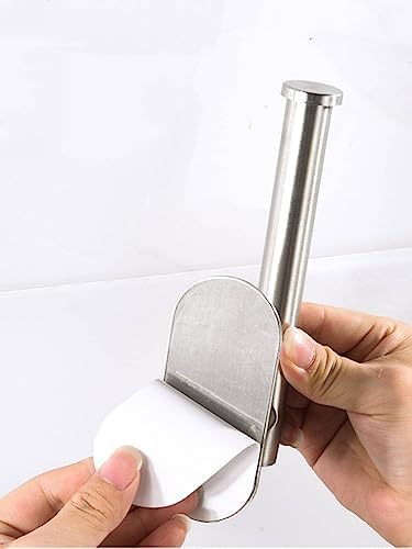 Silvery Adhesive Toilet Paper Holder with Extra Nano Tape