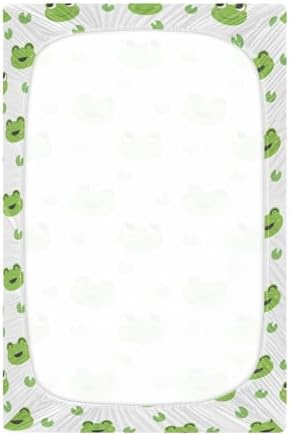 Happy Frogs Green Leaves Crib Sheets Playard Sheets for Baby Toddler