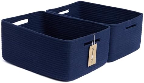 MiniArk Large Storage Baskets 2 Pack Navy Blue 17x13x75