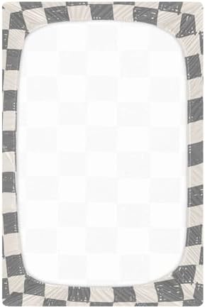 KICPOAY Fitted Crib Sheets Light Grey Checkerboard Doodle Stretchy