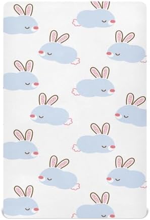 KICPOAY Fitted Crib Sheets with Cartoon Rabbits