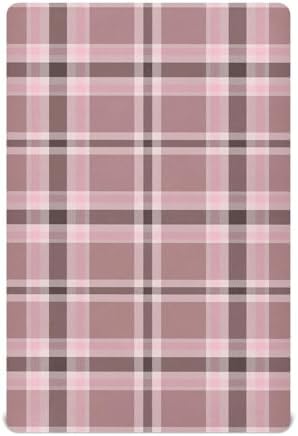 Plaid Pink Stretchy Crib Sheets for Baby Toddler