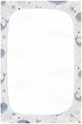 Blue Whale and Heart Stars Crib Sheet for Baby Toddler