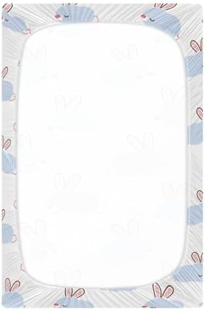 KICPOAY Fitted Crib Sheets with Cartoon Rabbits