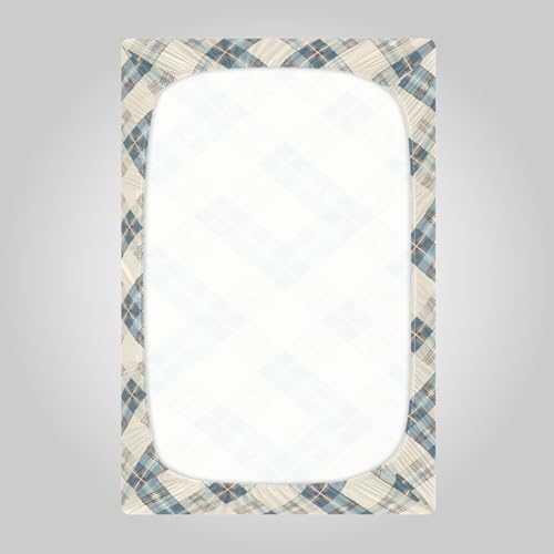 Wassud Pastel Blue Plaid Crib Sheets Set 1