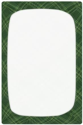 KICPOAY Plaid Diagonal Check Green Crib Sheets for Playard and Crib