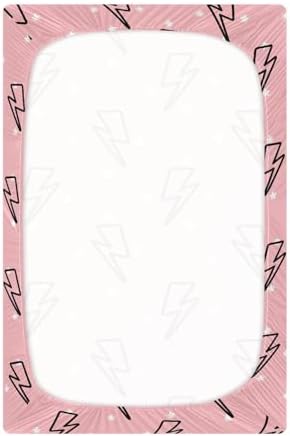 KICPOAY Doodle Lightning Bolt Star Crib Sheets 39x27in