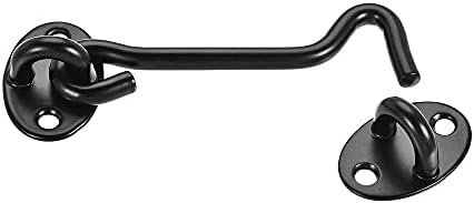 SHAUNI Hook and Eye Latch Gate Bolt Hook Lock Black Button 1