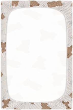 Brown Cute Bear Grey Star Crib Sheets for Baby Toddler
