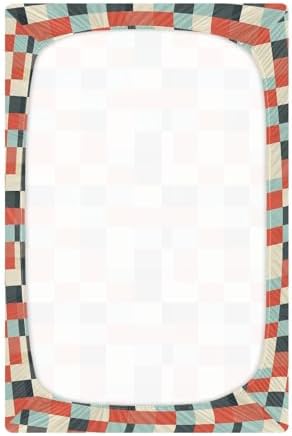 Irregular Red Blue Checkerboard Crib Sheets Stretchy Playard Sheets for Baby