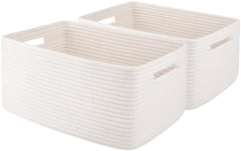 OIAHOMY 2 Pack Woven Rope Storage Baskets for Shelves and Closets