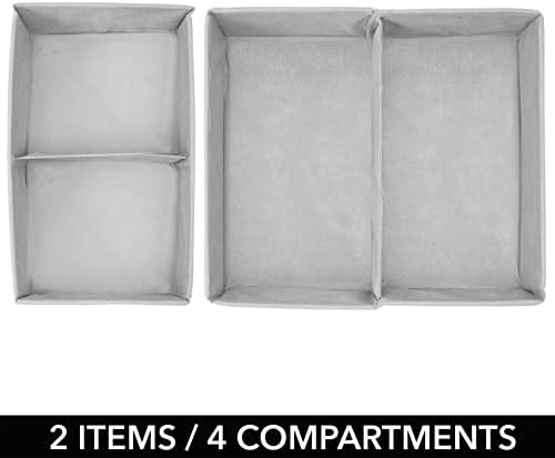 mDesign Fabric Drawer Organizer Bins GrayWhite Polka Dot Set of 2