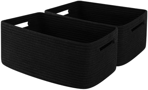 OIAHOMY Woven Storage Basket 2-Pack Black