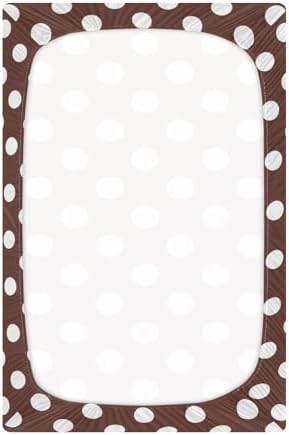 Joisal White Brown Retro Polka Dot 52x28 Crib Sheets for Girls