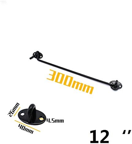 SHAUNI Hook and Eye Latch 12 Inch Black Gate Bolt