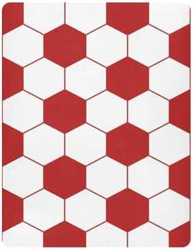 KICPOAY Red White Soccer Ball Crib Sheets for Baby Toddler