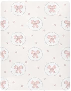 Fitted Crib Sheets with Pink Bows and Pastel Polka Dots