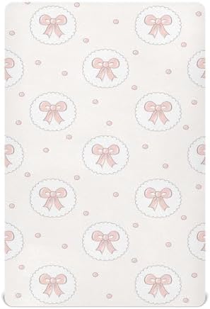 Fitted Crib Sheets with Pink Bows and Pastel Polka Dots