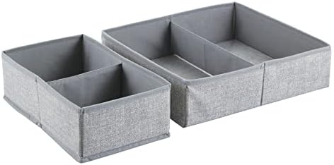 mDesign Fabric Drawer Organizer Bins Set of 2 Gray