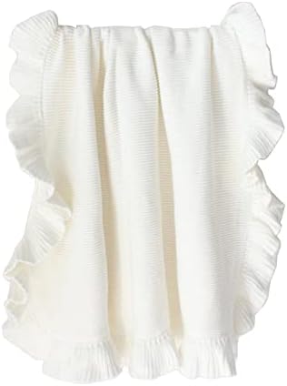CHENGBEI Ruffle Edge Baby Blanket Neutral White Non-Fluorescent