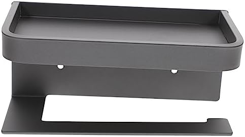 Wall-Mounted Toilet Paper Holder with Shelf - Grey 1