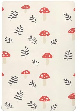 Wassud Mushrooms Pattern Crib Sheets 28x52 Inch