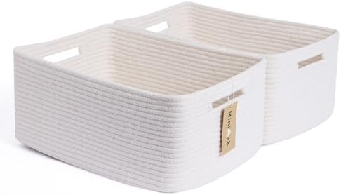 MiniArk Woven Storage Baskets 2 Pack 17x13x75 Off White