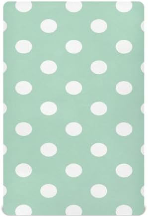 Joisal White Polka Dots Crib Fitted Sheet for Boys