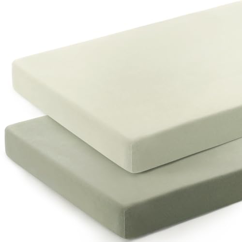 GRSSDER Mini Crib Sheets 2 Pack Sage Green