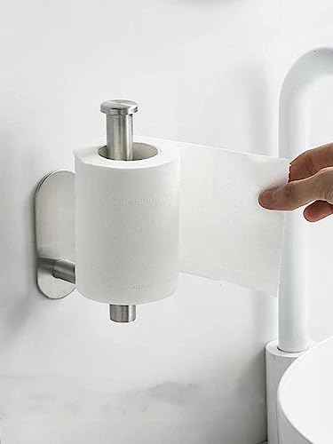 Silvery Adhesive Toilet Paper Holder with Extra Nano Tape