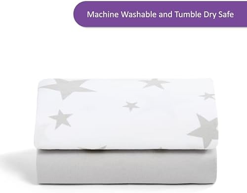 Snuz Baby Crib Fitted Sheets Pack of 2 Gray Star
