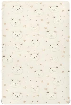 Wassud Cute Bear Crib Sheets Breathable Pack and Play Fitted 27x39 Inch