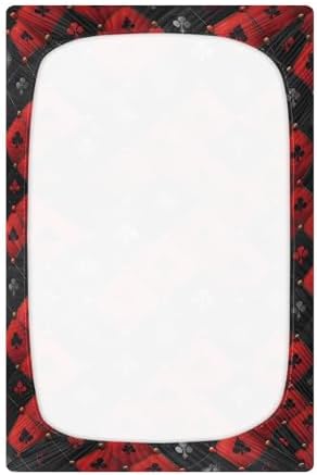 ALAZA Royal Red Black Crib Sheets for Kids