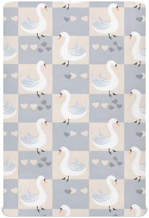 ALAZA Swan Farm Grey Buffalo Plaid Crib Sheets for Boys and Girls